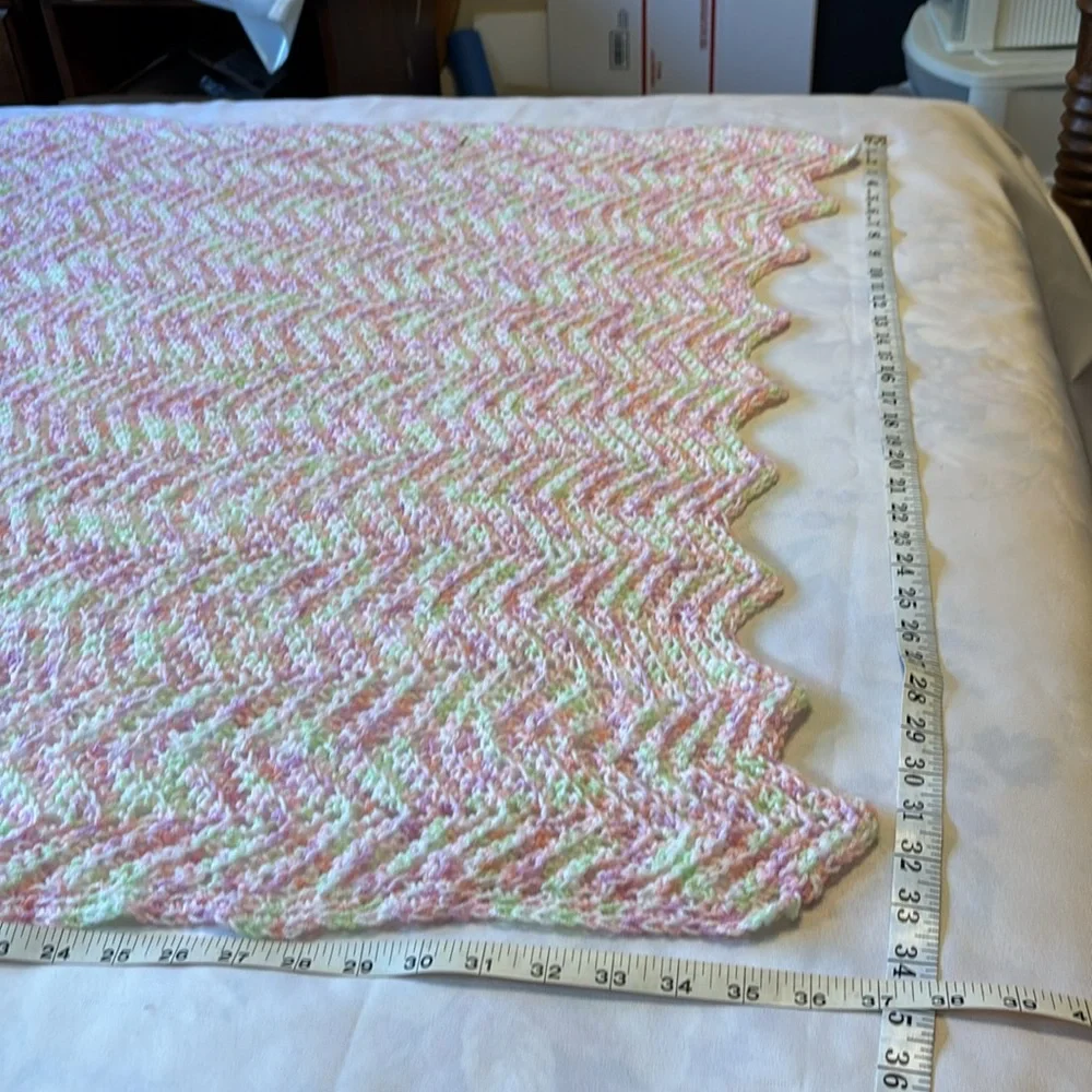 Handmade Crocheted Baby Blanket Afghan  Size  Approximately 35” x 37”